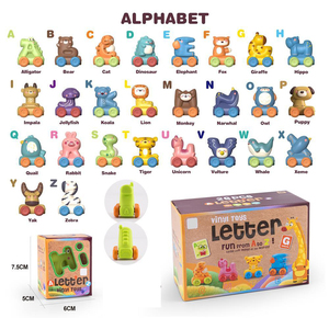 Jinying alfabeto tirare indietro auto animale disegni giocattolo educativo per il bambino gomma morbida rotolamento del veicolo ABC apprendimento giocattolo prescolare - Product Image 1