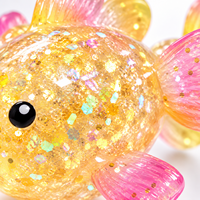 Squishies Poisson Rouge Pailleté à Queue Colorée en Maltose, Poisson Marin à Rebond Lent, Jouet Anti-Stress en Gelée à Presser pour Enfants et Adultes