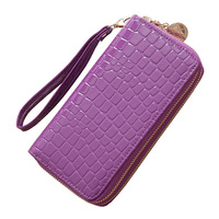 Dompet Wanita Grosir Model Clutch Motif Kulit Buaya Bahan PU dengan Penutup RFID, Tas Ponsel Murah