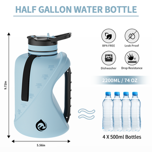 Nueva Botella de <span class=keywords><strong>Agua</strong></span> Deportiva PETG 2026, 2.2L, Grado Alimenticio, Libre de BPA, Ecológica, con Pajita, Acabado Mate Pintado con Spray, Portátil para Gimnasio - Product Image 3