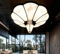 Grand Lustre LED Suspendu en Métal Acrylique Effet Flocons Radiants, Style Alabâtre, pour Hall d'Hôtel, Salon de Thé, Réception
