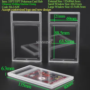 100 Stuks Doorzichtige Kleine Plastic Pp Pvc Acryl Vitrine Voor Psa Kaart Honkbal Cgc Platen Voor Pokemon Ultrasone Kaarthouder Case