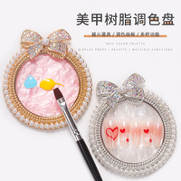 Nouveau modèle rond résine Nail Art Palette avec papillon diamant bords pour Gel vernis mélange dessin affichage Salon accessoires de tir