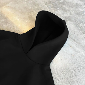 小型MOQ 50個黒クロップドジッパーアップ刺繍パーカーユニセックスフレンチテリーコットン特大スウェットシャツOEMワンストップウェア - Product Image 3