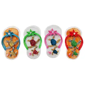 Creative Hand Painting Resin Crafts 3D Slippers Fridge Magnets Custom Travel Souvenirs Beach Turtle Fridge Magnets