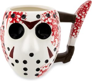 Warner Bros Viernes 13 Jason Máscara con Cuchillo Cerámica Café Taza Esculpida 3D Multicolor 20 Onza Fluida. - Product Image 1