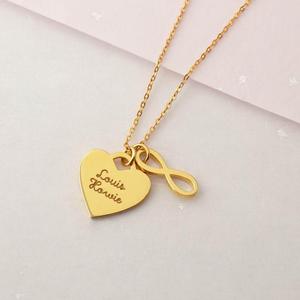 Gioielli coreani in acciaio inossidabile <span class=keywords><strong>collana</strong></span> placcata oro 18k ciondolo cuore personalizzato e ciondolo <span class=keywords><strong>infinito</strong></span> nome inciso <span class=keywords><strong>collana</strong></span> - Product Image 2