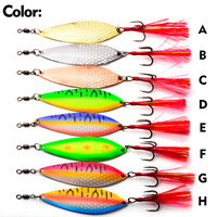 SENSOAR 28g 8cm Leurre Cuillère Doré à Motif Écaille avec Plume de Queue pour Pêche en Mer en Ligne Directe en Eau Salée
