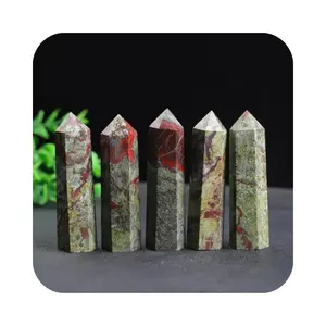 Wholesale Natural Crystals spiritual green Stones middle size Dragon Blood Stone Quartz Crystal Tower Points for fengshui