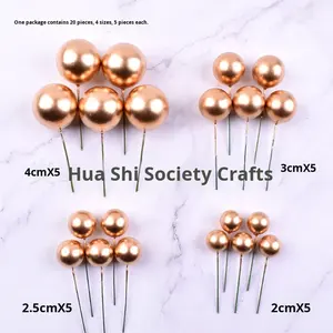 Boules colorées en mousse dorée et argentée, décoration de gâteau, accessoire pour fête, macaron coloré, décoration de pâtisserie, ornement, lot de 20 mélangés - Product Image 2