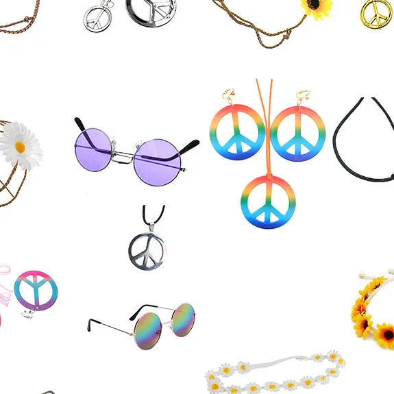2020 Nieuwe Ontwerp Vakantie Decoraties Vrede Met Strass Vrouwen Power Kettingen Bloem Plastic