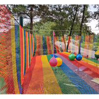 Rêve extérieur deux couches arc-en-ciel polyester filet de sécurité trampoline parc d'aventure aire de jeux pour enfants et adultes