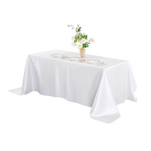 Nappe en satin de soie très populaire pour la décoration intérieure, nappe blanche unie pour tables de balcon extérieures, idéale pour les fêtes et banquets - Product Image 1