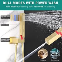 Ensemble de robinetterie de douche thermostatique haut de gamme à 3 poignées, pomme de douche LED de 12 pouces, deux douches de 6 pouces, finition or brossé
