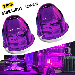 ไฟ LED รูปแตงโม 2 ชิ้น สีม่วง ไฟแฟลช สำหรับรถบรรทุก รถพ่วง ไฟเลี้ยวข้างทรงกลม 12V 24V - Product Image 1