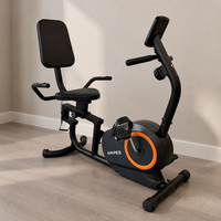 Vélo d'exercice couché compact magnétique, vélo d'appartement pour entraînement à domicile avec siège et dossier réglables pour seniors
