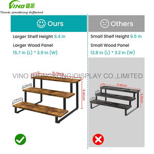 3-Tier Portable Lightweight Wooden Display <b>Riser</b> Stand 3-Step Straight Retail Tabletop Countertop Craft Shows Supermarket Rack - Product Image 3