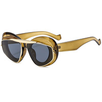 Lunettes de soleil unisexes style Kris Jenner, rétro, personnalité avant-gardiste, œil de chat, UV400, orange, bleu clair, modèle PC, podium