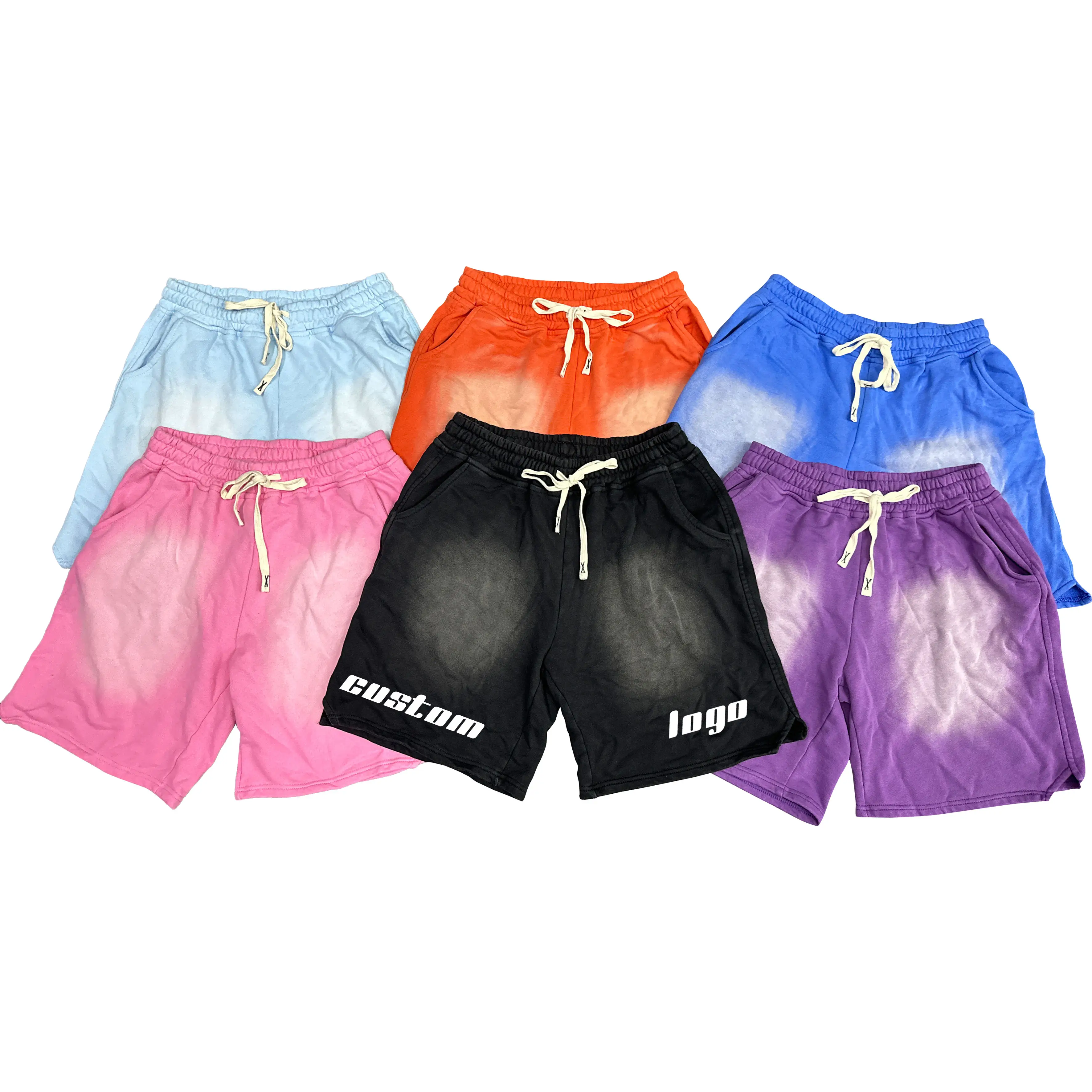 Streetwear Embroidery Wholesale Boxing French Terry Manufacturer Designer Graphic Sweat Acid Cotton Custom Men 'S Washed Shorts