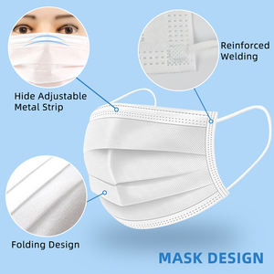 MOQ 1 kotak/50 buah <span class=keywords><strong>3</strong></span> lapis kain non-tenun masker wajah sekali pakai dengan kain meleleh dan klip hidung yang dapat disesuaikan - Product Image 5