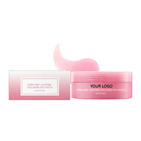 Masque pour les yeux en gel cristallin hydrolysé de collagène rose, enrichi en caféine et en ADN de sodium, personnalisable avec votre logo, idéal pour les voyages et le sommeil.