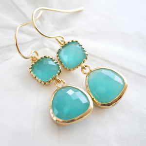 Gold Vermeil Aqua Chalcedony <b>Drop</b> <b>Earrings</b> 925 <b>Sterling</b> <b>Silver</b> for Wedding Party & Gift - Product Image 1