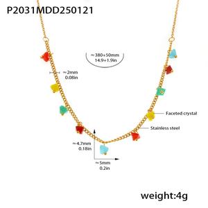 Collar de Diamantes de Colores Chapado en Oro de 18k Que No Se Deslustra, con Zirconia, Piedra de Nacimiento, Acero Inoxidable, Conjuntos de Joyería Fina de Moda para Mujer - Product Image 4