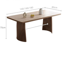 Ensemble de table à manger de style moderne et luxueux pour salon, avec base stable, plateau en bois massif et dalle de pierre, design nordique, 6 places