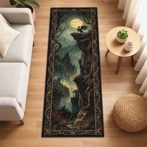 Karpet Lorong Motif Tengkorak Berkerajaan, Kerangka Gotik dan Bunga, Seni Horor Alternatif Gelap, Dekorasi Rumah - Product Image 2