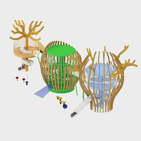 Maison d'arbre Offres Spéciales artificielle extérieure de terrain de jeu de cabane d'arbre pour des enfants
