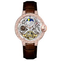 Montres automatiques étanches pour hommes avec cadran squelette lumineux personnalisé et bracelet en cuir, montres de sport