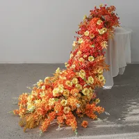 Chemin de table en fleurs artificielles 5D en soie, fait main, de luxe, pour mariage, décoration de canapé, toile de fond de fête