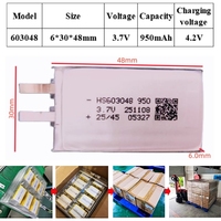 603048 HS Brand 3.7V 950MAH OEM 4S Baterai Semi-Solid State NMC 7.4V/14.8V Daya Tinggi Ultra Tipis Bersertifikasi CE/FCC 300-Cycle