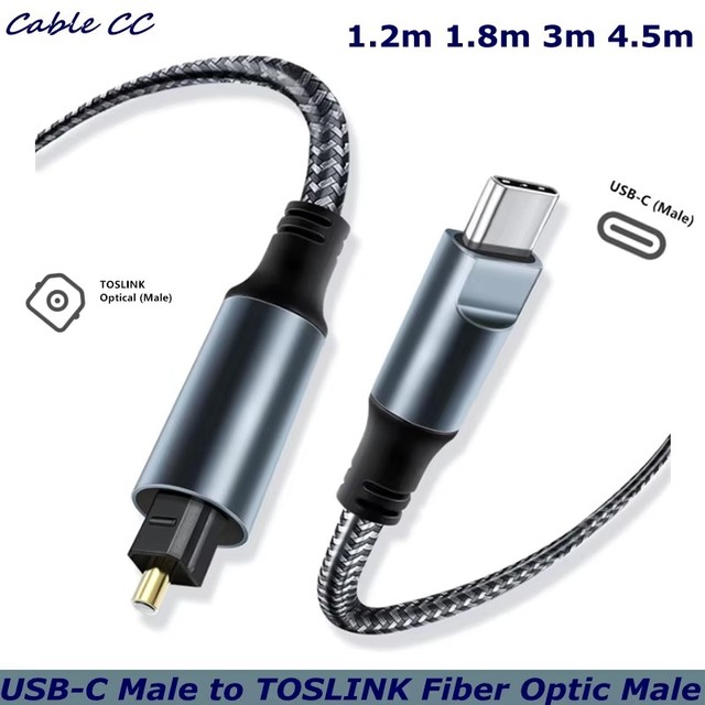 USB C to Toslink Digital Optical Audio Cable 6 Ft, USB 2.0 Male to SPDIF Port Male Fiber Optic Adapter, Braided for TV/Soundbar
