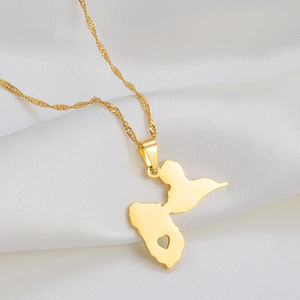 Colliers pendentifs carte de <span class=keywords><strong>Guadeloupe</strong></span> pour femmes, bijoux France, carte de <span class=keywords><strong>Guadeloupe</strong></span>, design cœur et contour # 259221 - Product Image 3