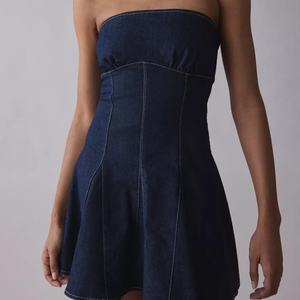 Vente flash, nouvelle robe d'été en denim tendance, sur mesure, pour femmes, mini robe sans manches, sexy, robe moulante pour femmes - Product Image 4