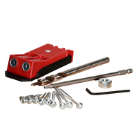 Woodfox WF-MP2HK Kit de plantilla de acero para agujeros ocultos de dos orificios con abrazadera C magnética superior y lateral, operado manualmente, profundidad ajustable para 1/2 pulgada