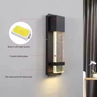 Applique murale LED extérieure en aluminium noir pour jardin éclairage décoratif extérieur IP65 étanche Bulle de verre LED lampes murales