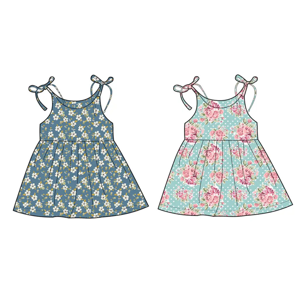 Robes d'été pour bébés filles, vêtements de fête, motif lait, floral, en soie, pour enfants en bas âge, 2020