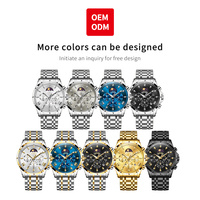 OEM ODM 3653 Montre à quartz en acier inoxydable étanche avec phases de lune lumineuses, styles les plus vendus, logo personnalisé de luxe
