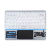 BT gunting lampu latar LED, tata letak US Keyboard transparan untuk iPad Android Windows Mac sistem tablet