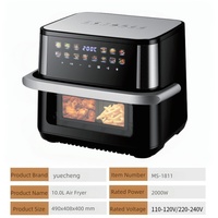Freidora de Aire Estilo Horno de 10L con Puerta de Cristal Completa, 2000W, 12 Programas Preestablecidos, Circulación de Aire Caliente, para Controlar la Cocción de tus Alimentos