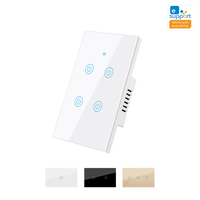 Interruptor de Luz LED Inteligente Wifi Estándar Estadounidense de 1/2/3/4 Botones, Panel de Pared Táctil, Interruptor Inteligente para el Hogar, Control por Voz, Ewelink, Alexa