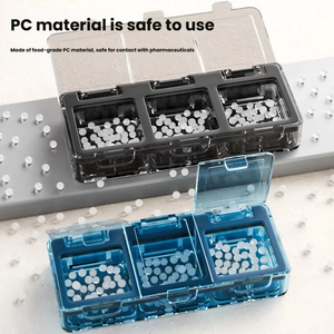 Boîte de rangement portable <span class=keywords><strong>pour</strong></span> pilules en 3 sections, étanche à l'humidité, organisateur de médicaments, conteneur transparent <span class=keywords><strong>pour</strong></span> pilules en PC - Product Image 3