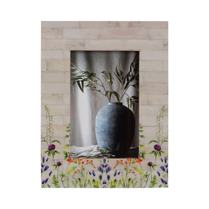 Cornice rettangolare per foto con bordo a forma di campo di fiori, cornice in resina per esposizione su tavolo, elegante - Product Image 1