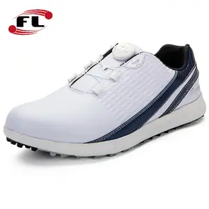 Zapatos de golf con cordones giratorios para hombre, zapatillas deportivas con suela antideslizante, con pinchos fijos, impermeables, nuevos