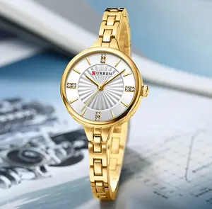 ใหม่CURREN 9097 Topยี่ห้อควอตซ์นาฬิกานาฬิกาผู้หญิงสแตนเลสนาฬิกาข้อมือยอดนิยมชุดนาฬิกาReloj 2024