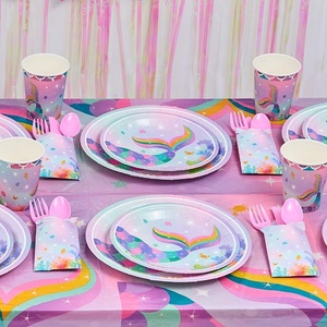 Platos y Vasos de Papel Personalizados, Juego de Artículos para Fiesta de Sirena para Cumpleaños de Niña - Product Image 6