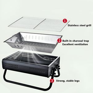 Parrilla de Carbón Portátil Plegable Multifuncional para Exteriores, Resistente al Viento y sin Humo, para Camping - Product Image 2