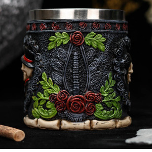 Halloween esqueleto fantasma <span class=keywords><strong>matrimonio</strong></span> taza creativa única fantasma tazas Acero inoxidable cerveza café resina 3D calavera pareja cerveza Steins - Product Image 3